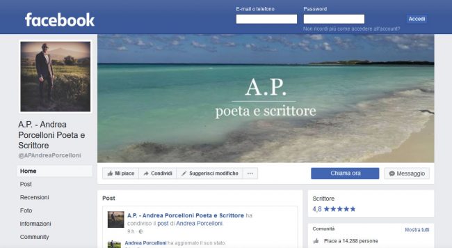 Pagina Facebook di Andrea Porcelloni